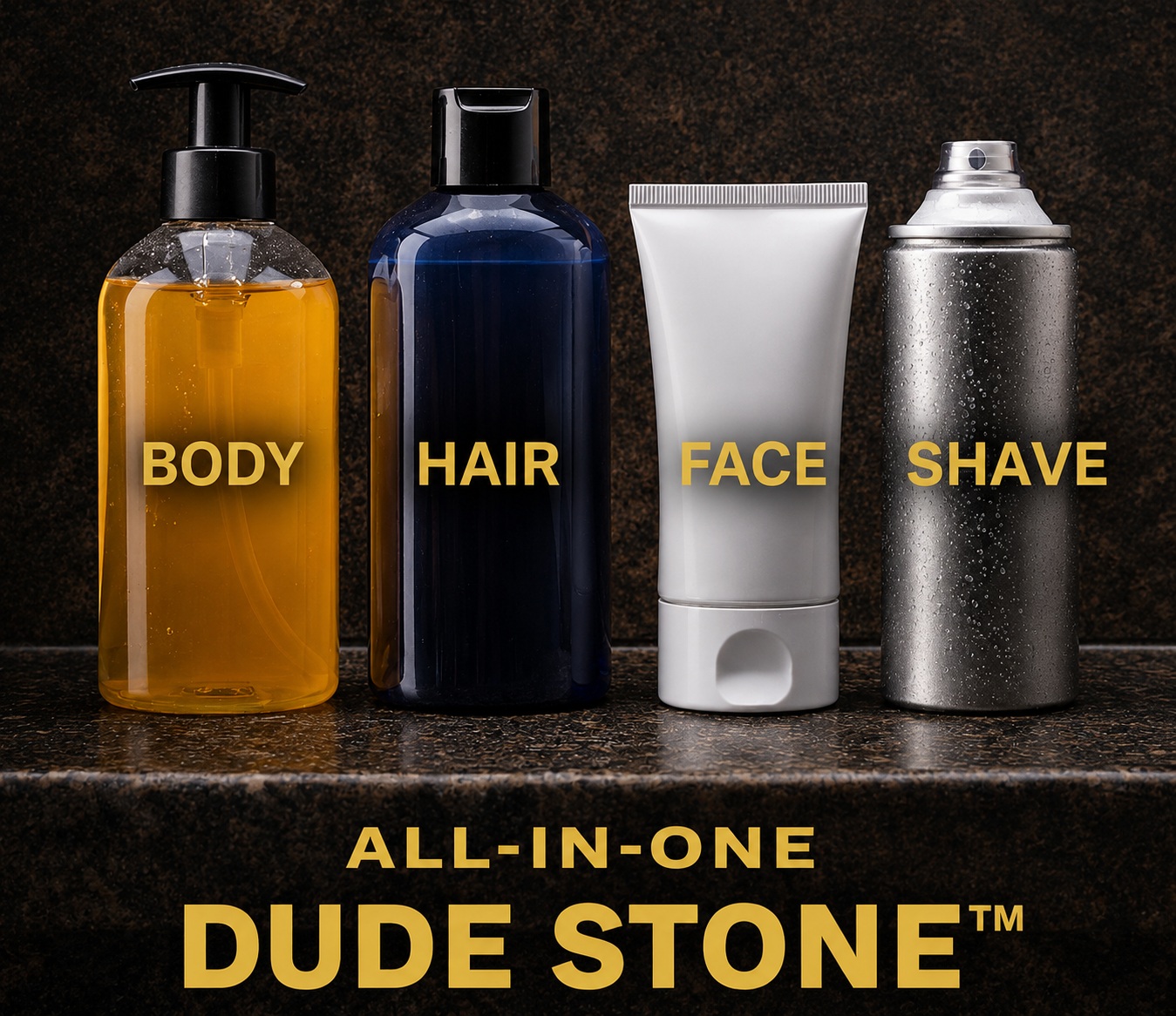 DUDE STONE replaces body wash, shampoo, face wash and shave products